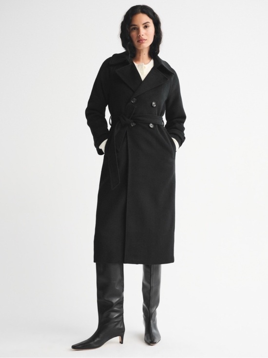 Abercrombie & Fitch Jackets & Blazers - Abercrombie & Fitch Black Double-Breasted Trench Coat with Belt